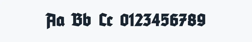 Rzeczywista próbka kroju Tannenberg Fett — Aa Bb Cc 0123456789