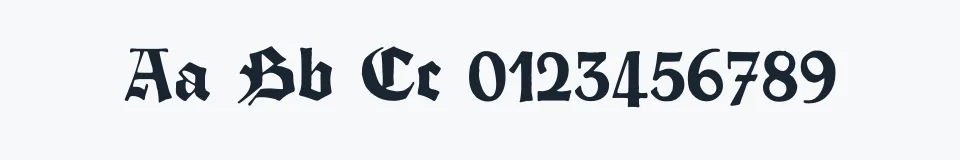 Rzeczywista próbka kroju Fette Trump-Deutsch — Aa Bb Cc 0123456789