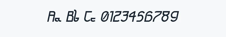 Rzeczywista próbka kroju Futurex Arthur Italic — Aa Bb Cc 0123456789