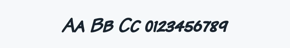 Rzeczywista próbka kroju Komika Text Kaps Italic — Aa Bb Cc 0123456789