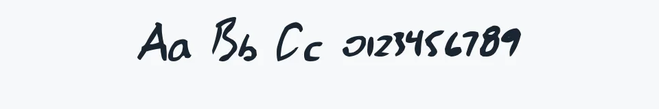 Rzeczywista próbka kroju Jessescript — Aa Bb Cc 0123456789