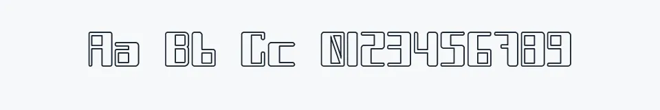 Rzeczywista próbka kroju Chain Reaction Outline — Aa Bb Cc 0123456789
