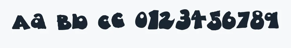 Rzeczywista próbka kroju Fatty — Aa Bb Cc 0123456789