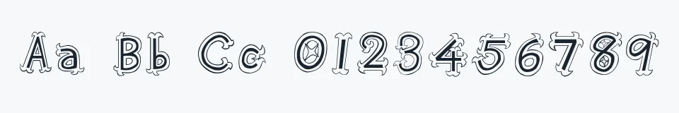 Rzeczywista próbka kroju Oshare — Aa Bb Cc 0123456789