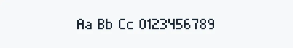 Rzeczywista próbka kroju Pixelade — Aa Bb Cc 0123456789