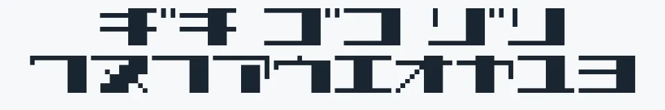 Rzeczywista próbka kroju TECNO STRESS KATAKANA — Aa Bb Cc 0123456789