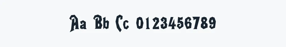 Rzeczywista próbka kroju RikyTiky — Aa Bb Cc 0123456789