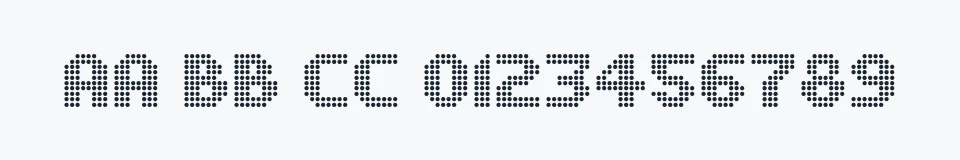 Rzeczywista próbka kroju DS Dots — Aa Bb Cc 0123456789
