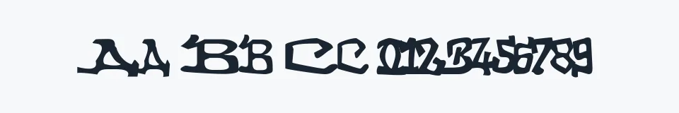 Rzeczywista próbka kroju GraffitiThree — Aa Bb Cc 0123456789