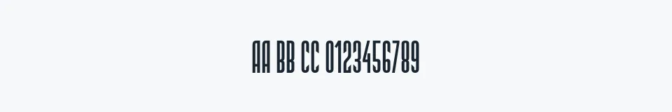 Rzeczywista próbka kroju DS Narrow — Aa Bb Cc 0123456789