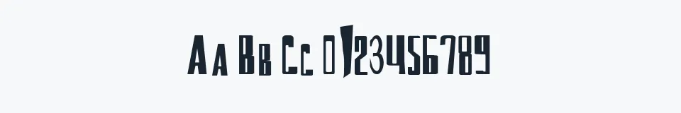 Rzeczywista próbka kroju DS Reckoning Cyr — Aa Bb Cc 0123456789