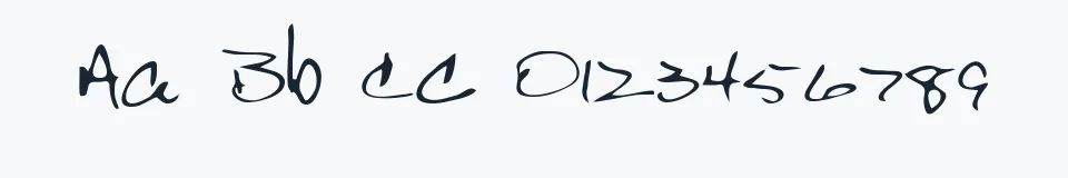 Rzeczywista próbka kroju Scrawl — Aa Bb Cc 0123456789