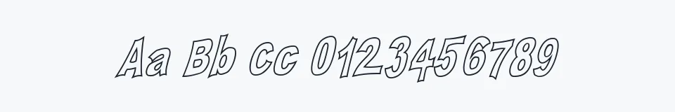 Rzeczywista próbka kroju PLATSCH 2 outline — Aa Bb Cc 0123456789
