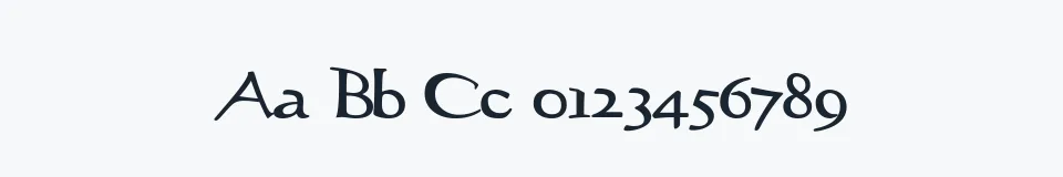 Rzeczywista próbka kroju Stiltedman — Aa Bb Cc 0123456789