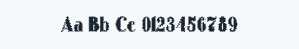 Rzeczywista próbka kroju OldgateLaneOutline — Aa Bb Cc 0123456789