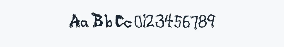Rzeczywista próbka kroju Drippy — Aa Bb Cc 0123456789
