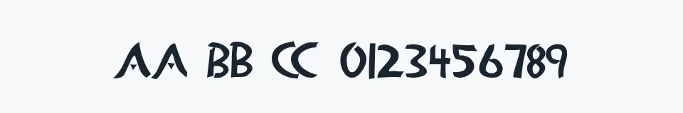 Rzeczywista próbka kroju Alan Den — Aa Bb Cc 0123456789
