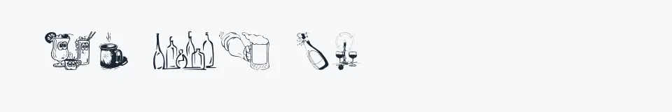 Rzeczywista próbka kroju Drinks  Various — Aa Bb Cc 0123456789