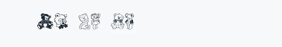 Rzeczywista próbka kroju Teddybers Too — Aa Bb Cc 0123456789