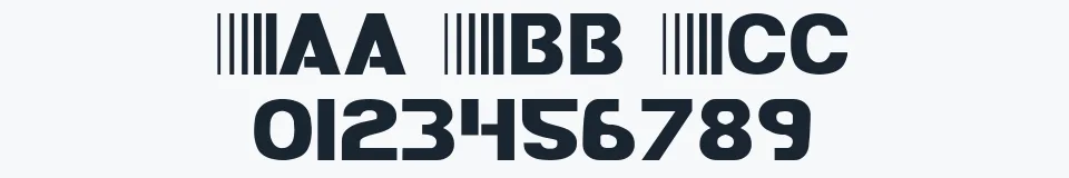 Rzeczywista próbka kroju Bamf — Aa Bb Cc 0123456789