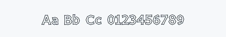 Rzeczywista próbka kroju Chizzler Bold Outline — Aa Bb Cc 0123456789