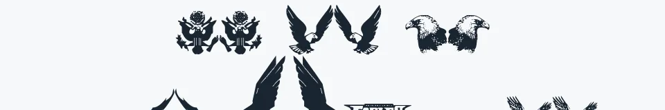 Rzeczywista próbka kroju Eaglemania — Aa Bb Cc 0123456789