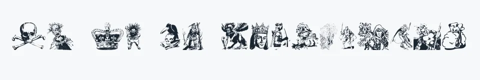 Rzeczywista próbka kroju Fantasy Clipart — Aa Bb Cc 0123456789