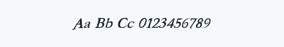 Rzeczywista próbka kroju Freebooter Italic — Aa Bb Cc 0123456789