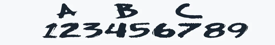 Rzeczywista próbka kroju Big — Aa Bb Cc 0123456789
