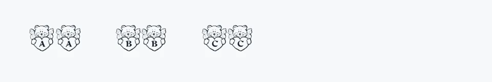 Rzeczywista próbka kroju KR Angel Bear — Aa Bb Cc 0123456789
