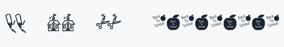 Rzeczywista próbka kroju KR Back To School Dings — Aa Bb Cc 0123456789