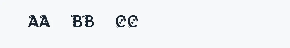 Rzeczywista próbka kroju KR Cane Letters — Aa Bb Cc 0123456789