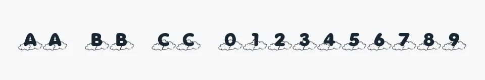 Rzeczywista próbka kroju KR Cloud Nine — Aa Bb Cc 0123456789