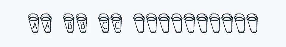 Rzeczywista próbka kroju KR Coffee To Go — Aa Bb Cc 0123456789