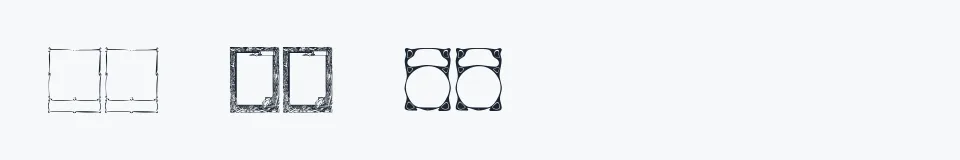 Rzeczywista próbka kroju KR Deco Frames — Aa Bb Cc 0123456789