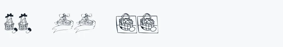 Rzeczywista próbka kroju KR Easter Baskets — Aa Bb Cc 0123456789