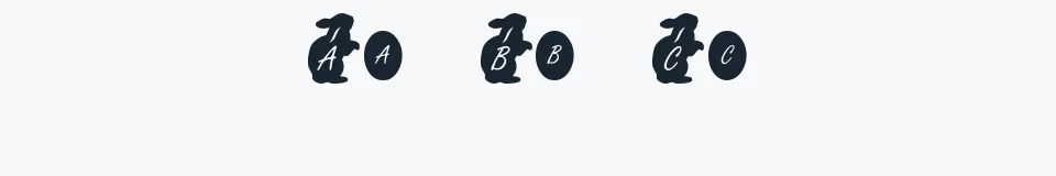 Rzeczywista próbka kroju KR Easter Rabbit — Aa Bb Cc 0123456789