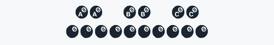 Rzeczywista próbka kroju KR Eight Ball — Aa Bb Cc 0123456789