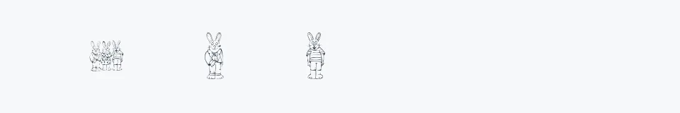 Rzeczywista próbka kroju KR Easter Dings — Aa Bb Cc 0123456789