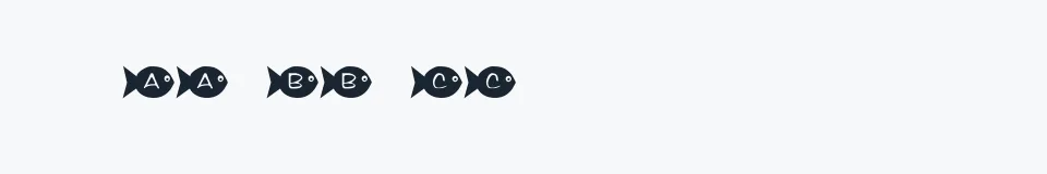 Rzeczywista próbka kroju KR Fishy — Aa Bb Cc 0123456789