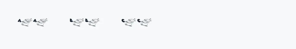 Rzeczywista próbka kroju KR Font Sleigh — Aa Bb Cc 0123456789