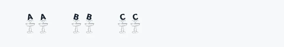 Rzeczywista próbka kroju KR Fountain — Aa Bb Cc 0123456789