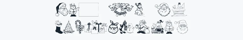 Rzeczywista próbka kroju Xmas Clipart — Aa Bb Cc 0123456789