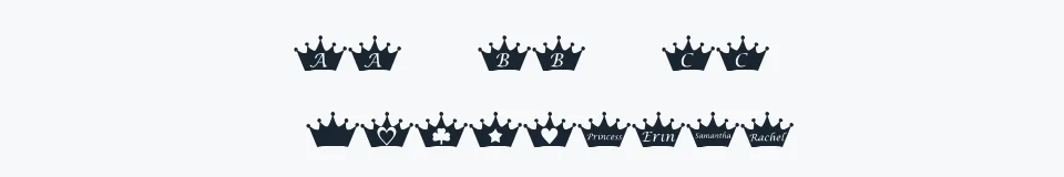 Rzeczywista próbka kroju KR PRincEsS — Aa Bb Cc 0123456789
