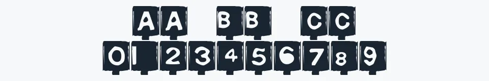 Rzeczywista próbka kroju Typo Negative — Aa Bb Cc 0123456789