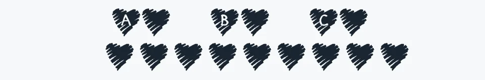 Rzeczywista próbka kroju KR Scribble Heart — Aa Bb Cc 0123456789