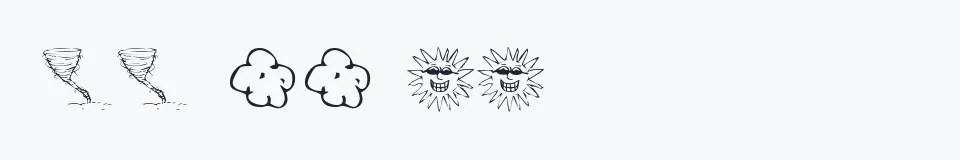 Rzeczywista próbka kroju KR Silly Art Dings — Aa Bb Cc 0123456789