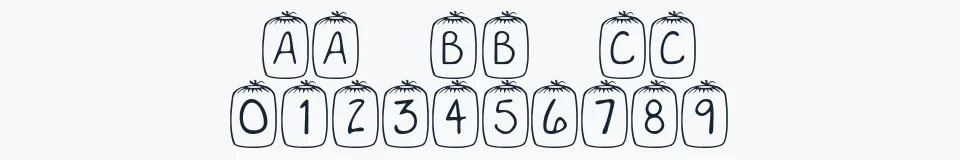 Rzeczywista próbka kroju KR Sleep Over — Aa Bb Cc 0123456789