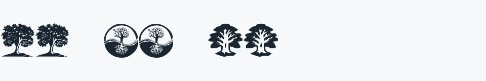 Rzeczywista próbka kroju KR Trees — Aa Bb Cc 0123456789