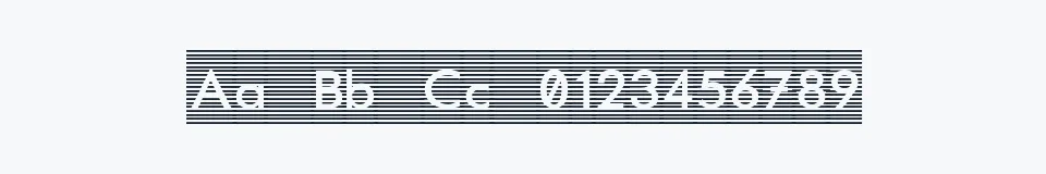 Rzeczywista próbka kroju Barred Out — Aa Bb Cc 0123456789